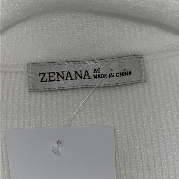 NWT Zenana Dolman Sleeve Mock Neck Ribbed Sweater in Off White Size M - Picture 7 of 10